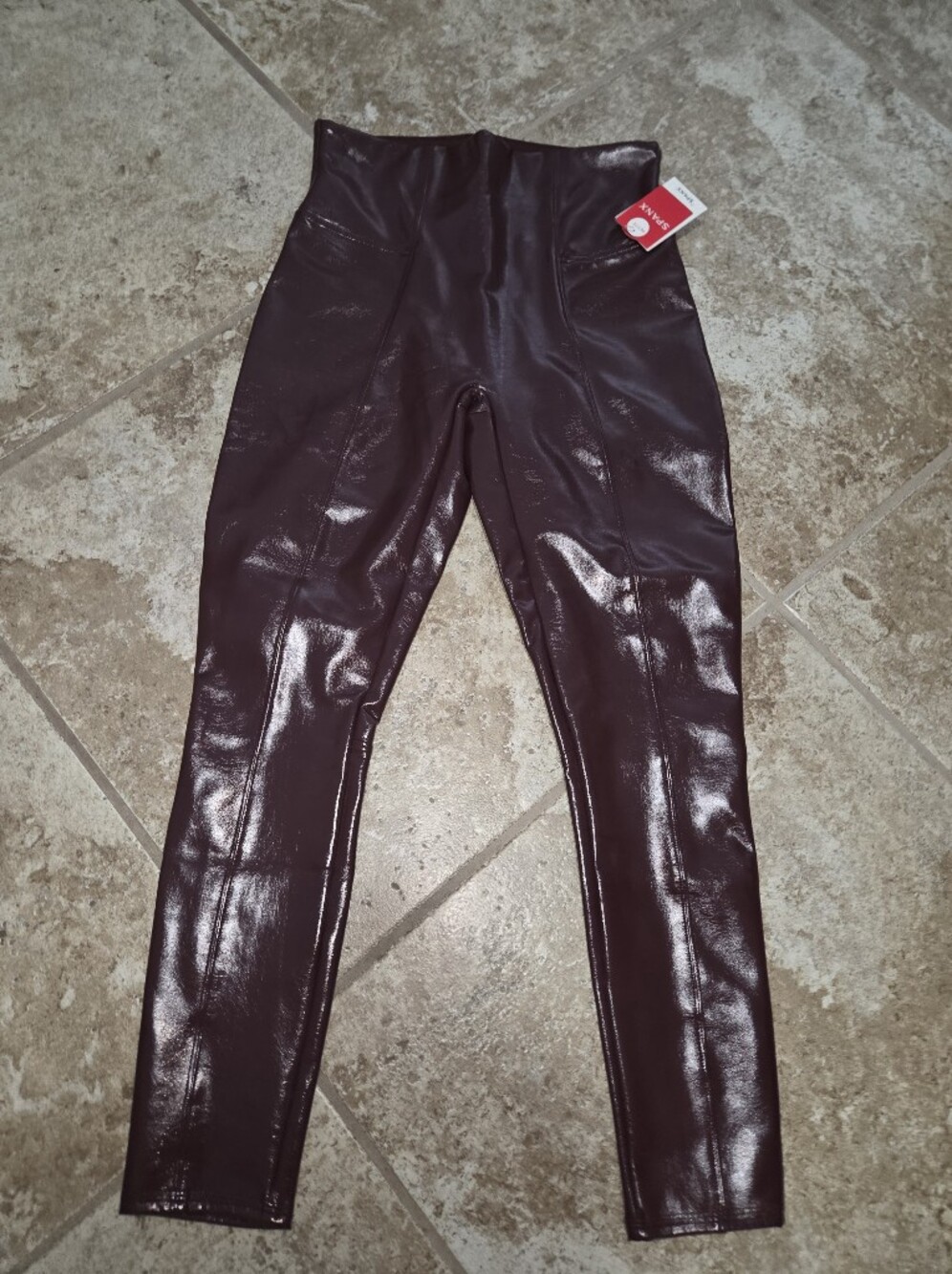 Nwt SPANX High-Rise Faux Leather Leggings In Ruby